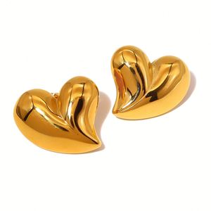Pendientes de Acero Inoxidable Personalizados Finetoo con Nudo de Corazón Geométrico y Flor en Oro de 18K para Mujer, Joyería Antideslustre - Product Image 2