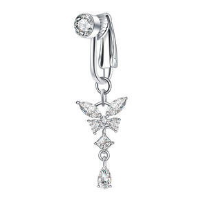 YICAI gros laiton incrustation zircon cubique Non <span class=keywords><strong>Piercing</strong></span> ventre anneaux papillon Clip sur ventre <span class=keywords><strong>nombril</strong></span> anneau - Product Image 6