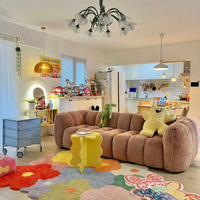 Canapé sectionnel capitonné 3 places pour salon moderne, rembourrage en éponge compressée, revêtement en tissu, emballage sous vide pour maison et appartement