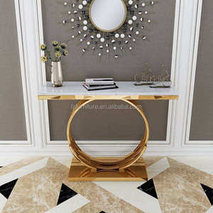 Mesa Consola Moderna de Metal con Base de Trípode y Tapa de Mármol, Mueble Contemporáneo para Entrada o Sala de Estar - Product Image 6