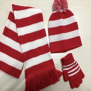 Giá Rẻ Cô Gái Chàng Trai Trẻ Em Trẻ Em Acrylic Sọc Đan Bobble <span class=keywords><strong>Hat</strong></span> <span class=keywords><strong>Beanie</strong></span> Khăn Quàng Và Bộ Găng Tay - Product Image 2