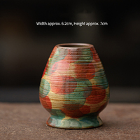 Ensemble de 4 bols à matcha en porcelaine durable et écologique avec dessin coloré peint à la main et rétro