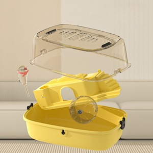 <span class=keywords><strong>Cage</strong></span> en plastique transparent pour hamster et gerbille avec verrouillage sécurisé, roue d'exercice, station d'alimentation et conception de nettoyage facile