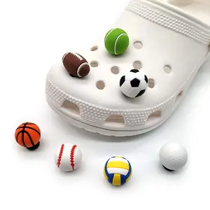 Hot selling pvc tennis 3D ball shoe charm sport Basketball football shoe decoration baseball sports shoe charms