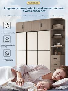 Armoire à montage simple, chambre à coucher, <span class=keywords><strong>style</strong></span> moderne minimaliste, bois massif, <span class=keywords><strong>porte</strong></span> <span class=keywords><strong>coulissante</strong></span>, <span class=keywords><strong>placard</strong></span> suspendu pour enfants, utilisation en location - Product Image 3