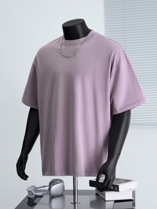 T-shirt d'été à séchage rapide pour homme délavé à l'acide T-shirt ras du cou à épaules tombantes et à motif uni de <span class=keywords><strong>style</strong></span> rue - Product Image 5