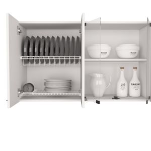 DB Oceana 150 Wall Double Door Cabinet With <b>Glass</b>, Four Interior <b>Shelves</b>, <b>Glass</b> Cabinet, White - Product Image 3