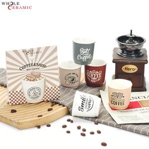 Juego de Tazas de Espresso de Cerámica de 80 ml <span class=keywords><strong>con</strong></span> <span class=keywords><strong>Frases</strong></span> Divertidas - Taza de Café Vintage <span class=keywords><strong>con</strong></span> Caja de Regalo para Amantes del Café, Uso en Cafeterías y por la Mañana - Product Image 1