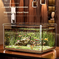 Aquarium en plastique transparent, réservoir pour tortues, mini-bassin pour poissons rouges, réservoir écologique pour la décoration de bureau et de la maison