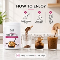 Poudre de café glacé naturelle, végétalienne, sans gluten, sans OGM, décaféinée, sans produits laitiers, sans lactose, sans sucre, 500g, énergétique