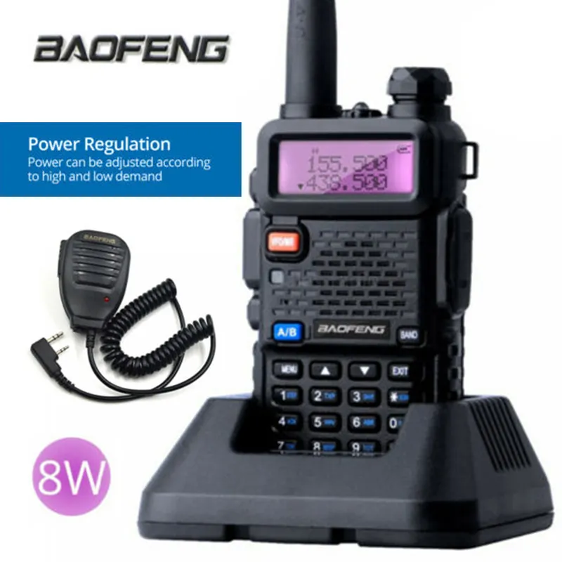 OEM S0001 Wholesale BaoFeng UV-5R true 8W walkie-talkie dual-frequency VHF/UHF FM radio uv-5r speaker microphone handheld