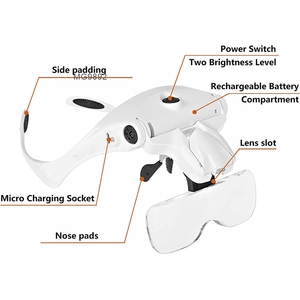 Gafas de aumento de cabeza ligeras recargables profesionales altamente recomendadas con 2 luces LED - Product Image 2