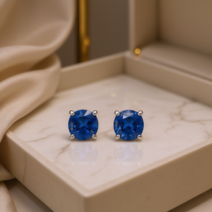 Pendientes de Zafiro Coloridos Belle Epoque, Plata 925, Engaste de Garra Redonda, Joyería Clásica para Uso Diario de Mujer - Product Image 2