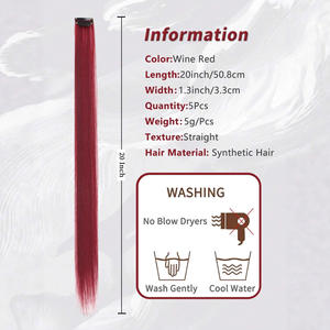 Miss <b>Hair</b> Extensions 60cm Straight Dyed Red <b>Clip</b> In Natural Look High Temperature Wire Five Piece Pack - Product Image 4