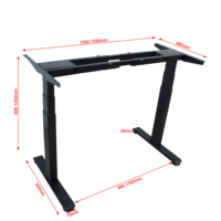 Cadre de bureau électrique moderne noir en métal à double moteur avec réglage télescopique de la hauteur pour poste de travail à domicile