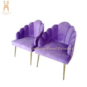 Hiện đại thanh lịch nhung sofa khách sạn đồ nội thất nhà giải trí phòng khách thép không gỉ màu tím phòng chờ ghế sofa - Product Image 3