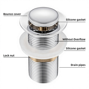 Vanne de vidange à <span class=keywords><strong>clic</strong></span>-<span class=keywords><strong>clac</strong></span> en laiton massif, légère et durable, à faible MOQ, avec fente G 1-1/4" chromée, pour lavabo salle de bain et cuisine, style européen - Product Image 5