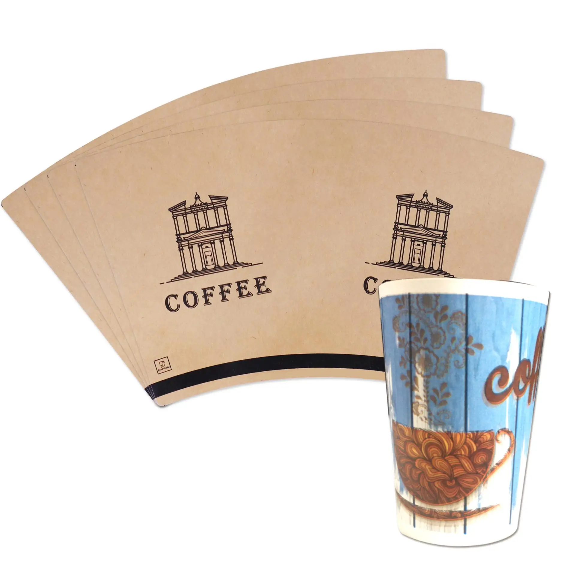 Ventilador de taza de café con papel de materia prima recubierta de Pe, ventilador de taza de papel de Arabia Saudita de 9oz 12oz de grado alimenticio sin imprimir