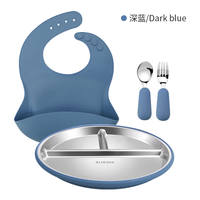 Assiette de salle à manger pour enfants moderne en acier inoxydable 304 de 9 pouces sans BPA assiettes divisées pour tout-petits manchons en silicone amovibles Base d'aspiration
