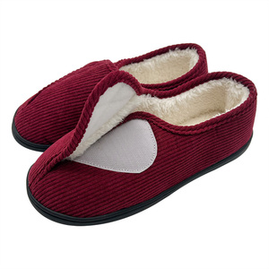 Women's Wide House Shoes Cozy Fleece Lined Non-slip Arthritis Edema Memory Foam <strong>Diabetic</strong> Corduroy <strong>Slippers</strong> - Product Image 1