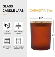 Mini grands bocaux à bougies en verre vides réutilisables de 7oz ambre noir givre mat clair brillant avec couvercles en bois