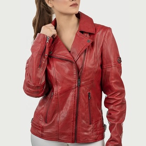 PIHA SPORTS Custom Made Logo Winter Genuine <b>Leather</b> Sheep Skin Motorcycle <b>Jacket</b> for Women Windproof Quick Dry - Product Image 1