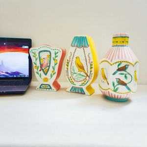 Vaso in Ceramica Personalizzato con Motivo Notte e Uccelli, Stile Country con Fiori e Uccelli, Ornamento da Scrivania per Soggiorno - Product Image 3