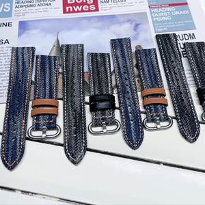 Bracelet de <span class=keywords><strong>montre</strong></span> personnalisé en usine Lionorm pour Huawei/Xiaomi/Samsung Bracelet de <span class=keywords><strong>montre</strong></span> actif 20mm Bracelet de <span class=keywords><strong>montre</strong></span> en <span class=keywords><strong>tissu</strong></span> Denim lavé teint par cravate - Product Image 4