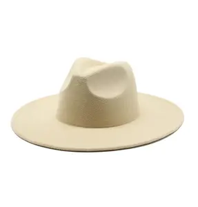 制造热销新款设计羊毛纯宽大帽檐爵士时尚秋季冬季菲多拉帽子男士女式菲多拉帽帽