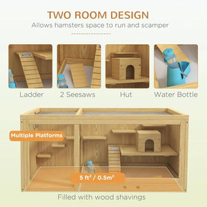 Gabbia Multistrato per Piccoli Animali come Criceti Nano, Centro Attività con Vassoio Estraibile, Altalene, Bottiglia d'Acqua, Scala, Tetto Apribile - Product Image 3