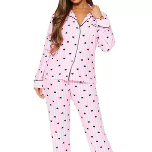 Nuovo Pigiama Primaverile da <span class=keywords><strong>Donna</strong></span> in Tencel a Maniche Lunghe, Set Traspirante in Cotone per Casa - Product Image 2