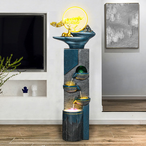 Fuente de agua circulante minimalista moderna con anillo de luz dorado con diseño de ciervo y diseño rectangular para decoración de sala de estar - Product Image 4