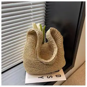 Hot Sale 2024 Popular Product Large Capacity Woven Bag Casual Fashion Straw Bag Beach Holiday Shoulder Bag