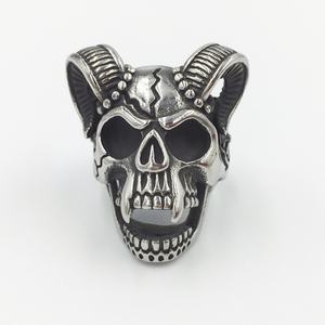 Vintage Hot <b>Statement</b> Stainless Steel Skull Pirate Horned Head <b>Ring</b> Mens Sheeps Head Hip Hop Rock Punk <b>Rings</b> - Product Image 1