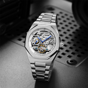 Bạc tự động Xem 3D Hollow Mens Đồng hồ đeo tay đồng hồ dạ quang Montre Homme - Product Image 3