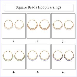 Hermosos pendientes de aro de Aguamarina con cuentas clásicas Alambre verde Envuelto Piedra preciosa Gota colgante Latón chapado en oro Diseñado a mano - Product Image 2