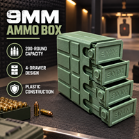 Boîte de rangement pour munitions 9MM ; capacité de 200 munitions ; conception à 4 tiroirs ; matériau plastique imprimé en 3D