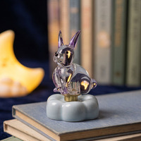 Figurine de lapin en verre rotative de style Murano, faite à la main, adorable lapin tournant, ornement pour la maison, le bureau, la table, cadeau de Pâques