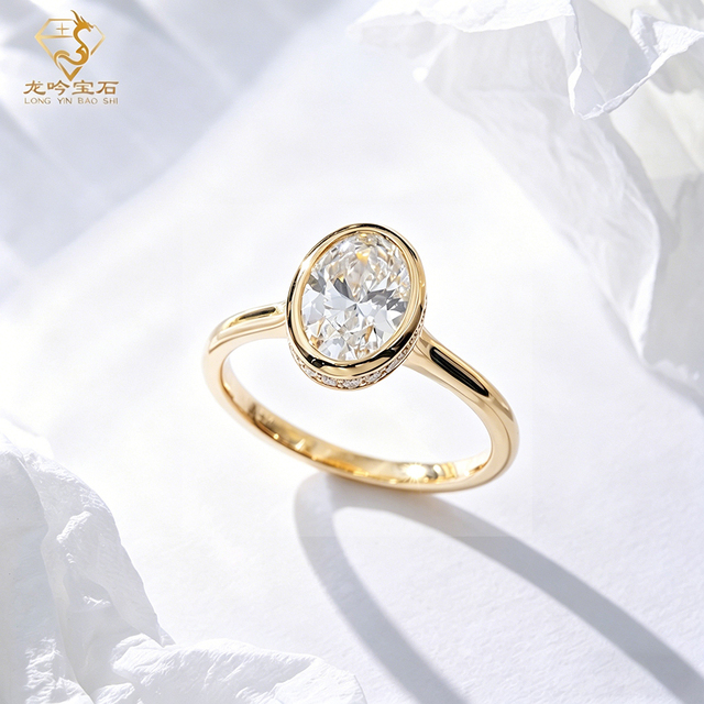 14K Yellow Gold Diamond Ring Oval Cut 1.5CT IGI Certify Solitaire Bezel Design Women Gift Engagement Wedding Fine Jewelry Ring