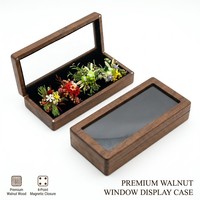 Boîte de présentation rectangulaire en bois de noyer écologique de luxe avec logo personnalisé gravé Landy pour bagues, colliers, bracelets, couvercle en verre