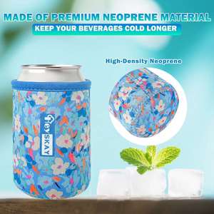 Manchons isothermes en néoprène – 3 tailles (12oz/16oz) – Lot de 3 – Motif floral blanc – Pour bouteilles de soda, bière, hard seltzer et eau - Product Image 2