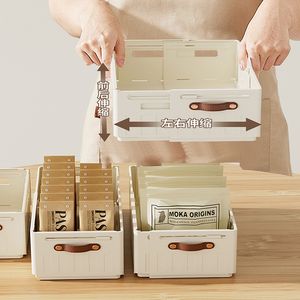 Boîte de rangement de cuisine pliable et rétractable avec poignée, organiseurs de tiroirs de bureau empilables en plastique pour armoire - Product Image 4