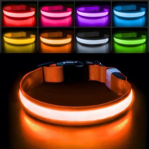 LED Waterproof Glow-In-The-Dark Multi-color <b>Dog</b> Collar Luxury Tribal Adjustable Polyester Reflective <b>Light</b> Stripes Night Safety - Product Image 1