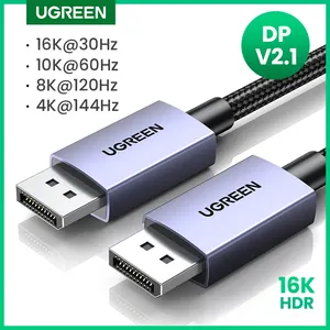 UGREEN kabel Port tampilan 16K, kabel Audio Video DP2.1 8K 4K144Hz untuk Xiaomi kotak TV PC Monitor Game DP Port tampilan kabel