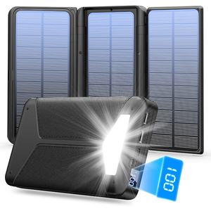 Chargeur solaire portable sans fil haute capacité 20000mAh avec double port USB, batterie externe 10000mAh, banque d'alimentation solaire - Product Image 1