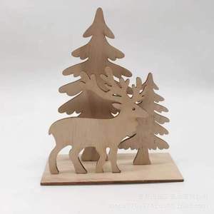Décoration de Noël en bois, sapin et cerf découpés au laser, à suspendre pour la décoration de la maison pendant les fêtes - Product Image 3