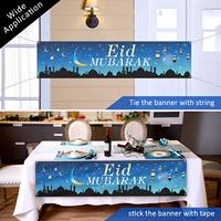Bannière de décoration Eid Mubarak, fournitures de fête musulmane du Ramadan, décorations bleues pour la célébration de l'Eid Mubarak pour les musulmans