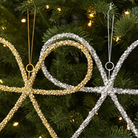 Ornements de Noël en métal scintillant avec nœuds en strass, décorations suspendues pour les fêtes de fin d'année, la maison et la décoration de Noël