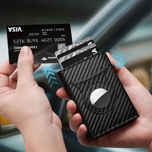 Portefeuille magnétique AirTag best-seller avec finition fibre de carbone, <span class=keywords><strong>porte</strong></span>-cartes fin à trois volets avec protection RFID et pince à billets - Product Image 5