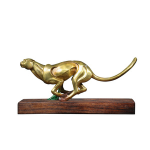 Copper And Gold Years <b>Running</b> Leopard Brass Ornament For Office Desk Decor Gift - Product Image 4
